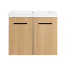 Floating Bathroom Vanity With Sink, Wall Mounted Double Door Storage