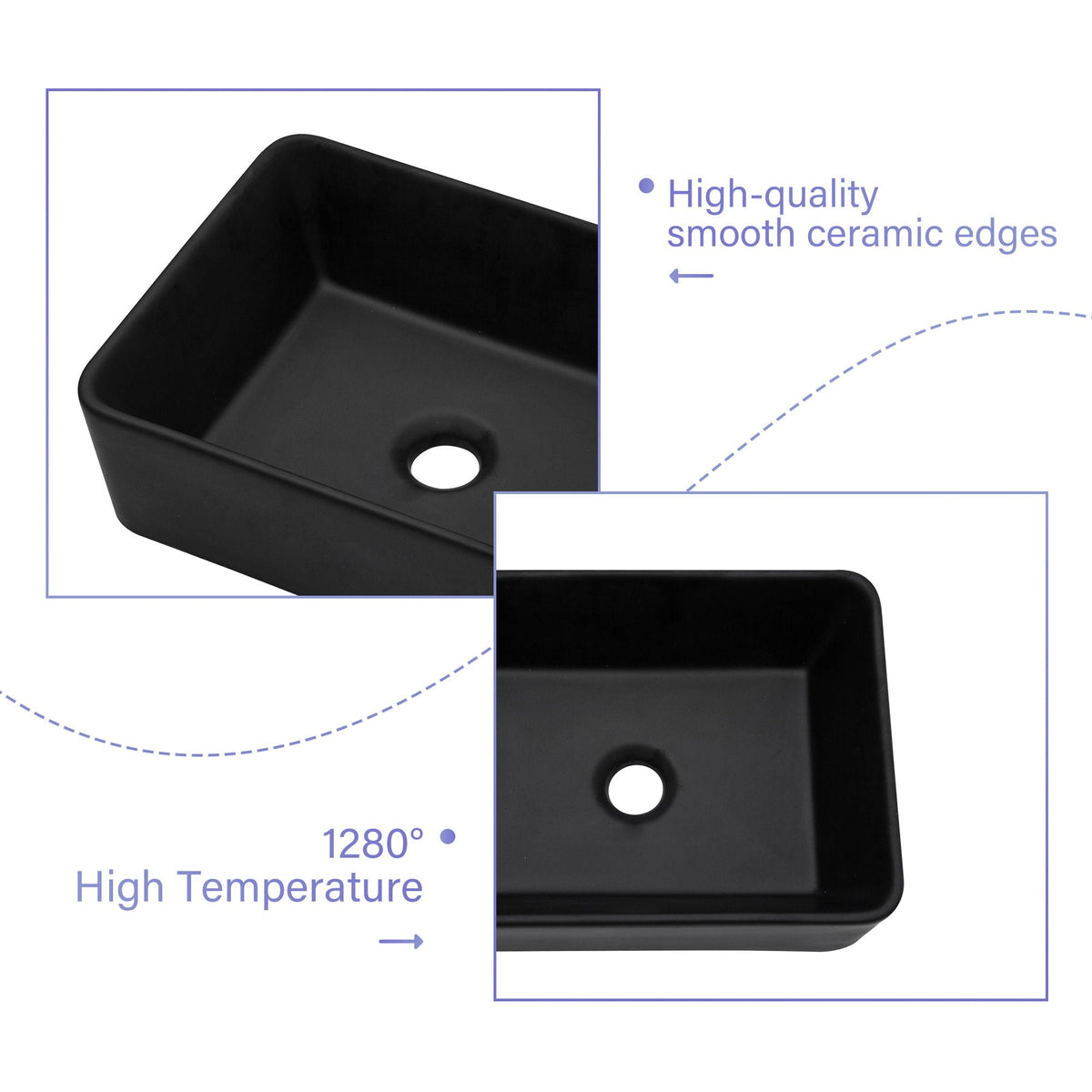 Sleek Ceramic Rectangular Vessel Bathroom Sink, photo 10 of 17