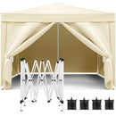 10'X10' Folding Canopy With 4 Removable Sidewalls Outdoor Event Shelter UPF 50+ Gazebo Portable Tents For Parties Beach Camping Wedding Ez Pop Up Canopy 4 Pieces Weight Bag + Carry Bag by HouseOfZazla
