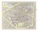 Vintage Map of Brussels, Belgium 1901