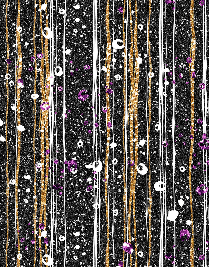 Glamour Gold Stripe Wall Mural. White and Purple Dot Peel and Stick Wallpaper.