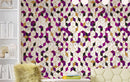 Abstract 3D Cube Shape Wall Mural. Geometric Cube Minimalistic Purple and Gold Peel and Stick Wallpaper.
