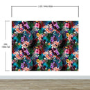 Colorful Tropical Foliage Pattern Wall Mural. Peel and Stick Wallpaper.