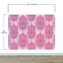 Large Floral Mandala Wall Art Wallpaper. Pink and Purple Ornament Design Peel and Stick Wall Mural.