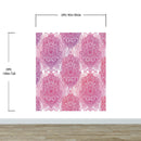Large Floral Mandala Wall Art Wallpaper. Pink and Purple Ornament Design Peel and Stick Wall Mural.
