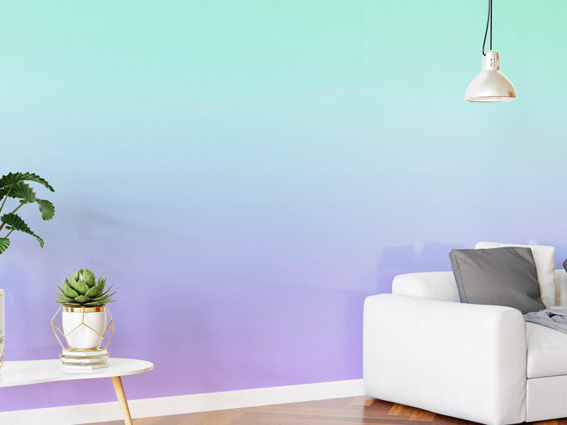 Pastel Color Wall Mural. Turquoise to Plum Purple Gradient Color Blend Design Wallpaper.