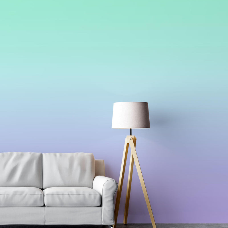 Pastel Color Wall Mural. Turquoise to Plum Purple Gradient Color Blend Design Wallpaper.