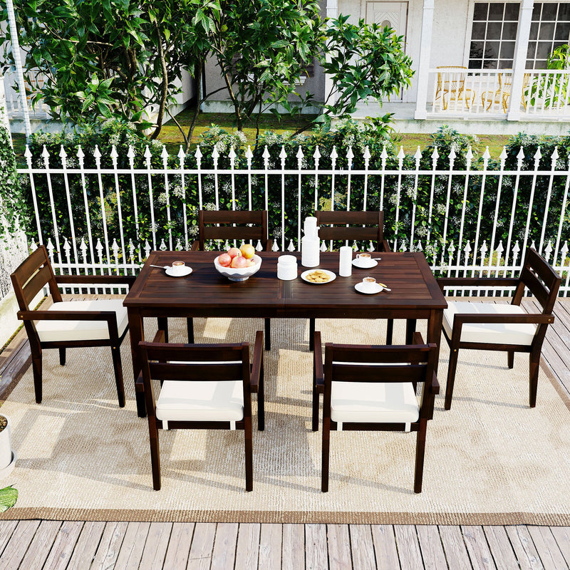 Acacia Wood Outdoor Dining Table And Chairs Suitable For Patio, Balcony Or Backyard