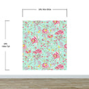 Mint Color Flower Pattern Wall Mural. Tropical Botanical Floral Peel and Stick Wallpaper.