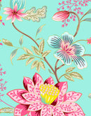 Mint Color Flower Pattern Wall Mural. Tropical Botanical Floral Peel and Stick Wallpaper.