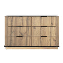 Modern 6 Drawer Cabinet With Metal Rounded Corners And Exquisite Handles Multi Functional Storage - Natural Wood by HouseOfZazla