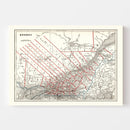 Vintage Map of Quebec, Canada 1893