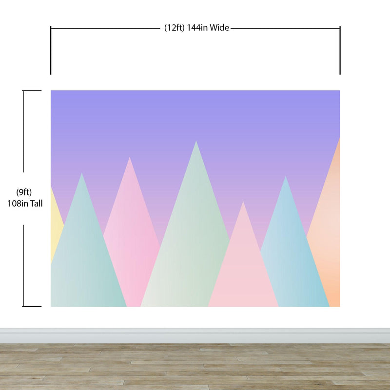 Geometric Triangular Mountain Wall Mural. Pastel Color Peel and Stick Wallpaper.