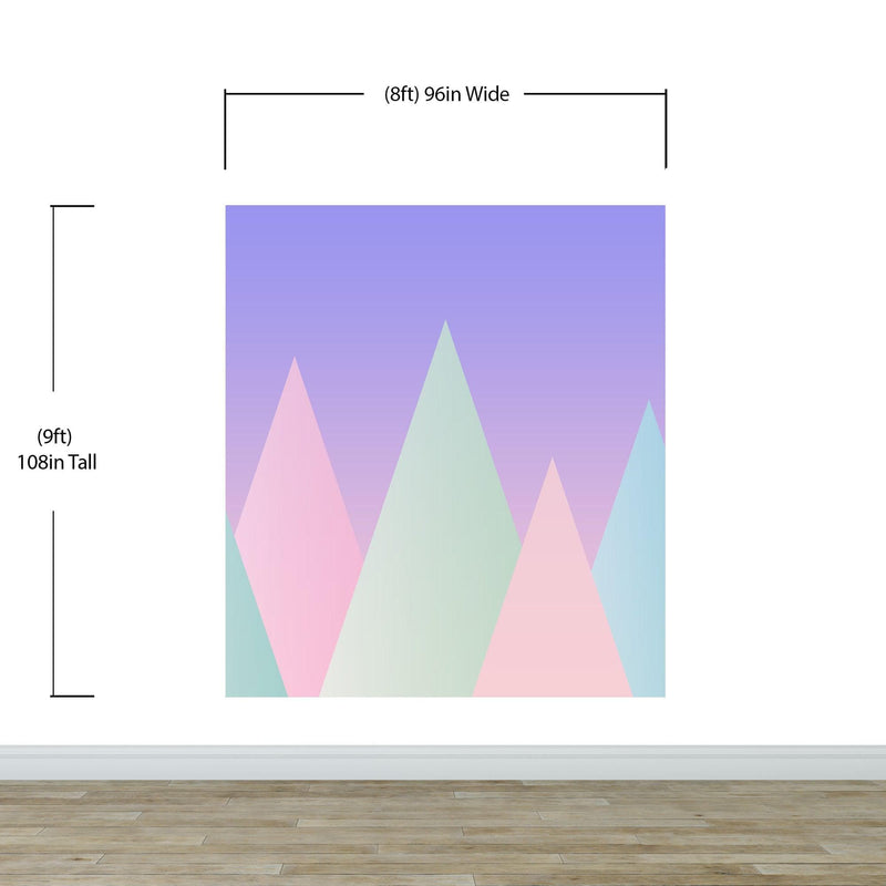 Geometric Triangular Mountain Wall Mural. Pastel Color Peel and Stick Wallpaper.