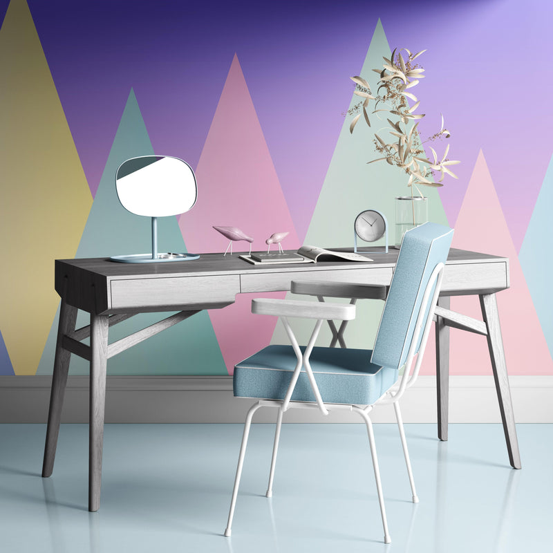 Geometric Triangular Mountain Wall Mural. Pastel Color Peel and Stick Wallpaper.