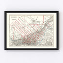 Vintage Map of Quebec, Canada 1893