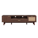 TV Stand For 75" TVs With Soft Closing Doors, Console With Accents And Drop Down Cabinet - Dark Brown by Unique Piece Furniture