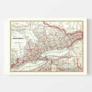 Vintage Map of Ontario, Canada 1893