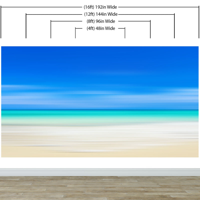 Tropical Beach Wall Mural. Abstract Blur View of Coastline Peel and Stick Wallpaper.