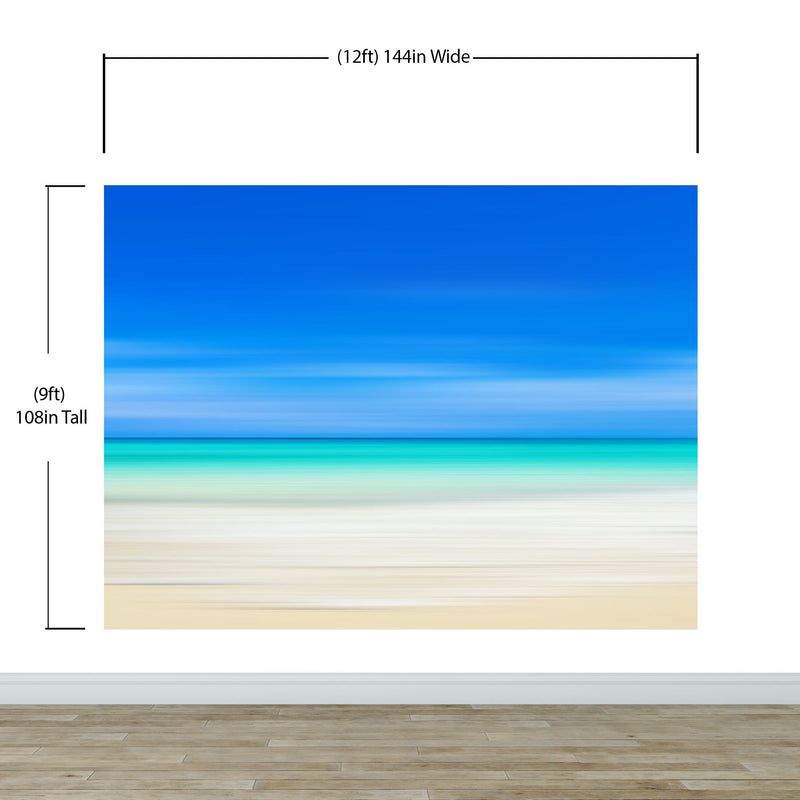 Tropical Beach Wall Mural. Abstract Blur View of Coastline Peel and Stick Wallpaper.