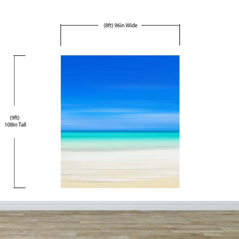 Tropical Beach Wall Mural. Abstract Blur View of Coastline Peel and Stick Wallpaper.