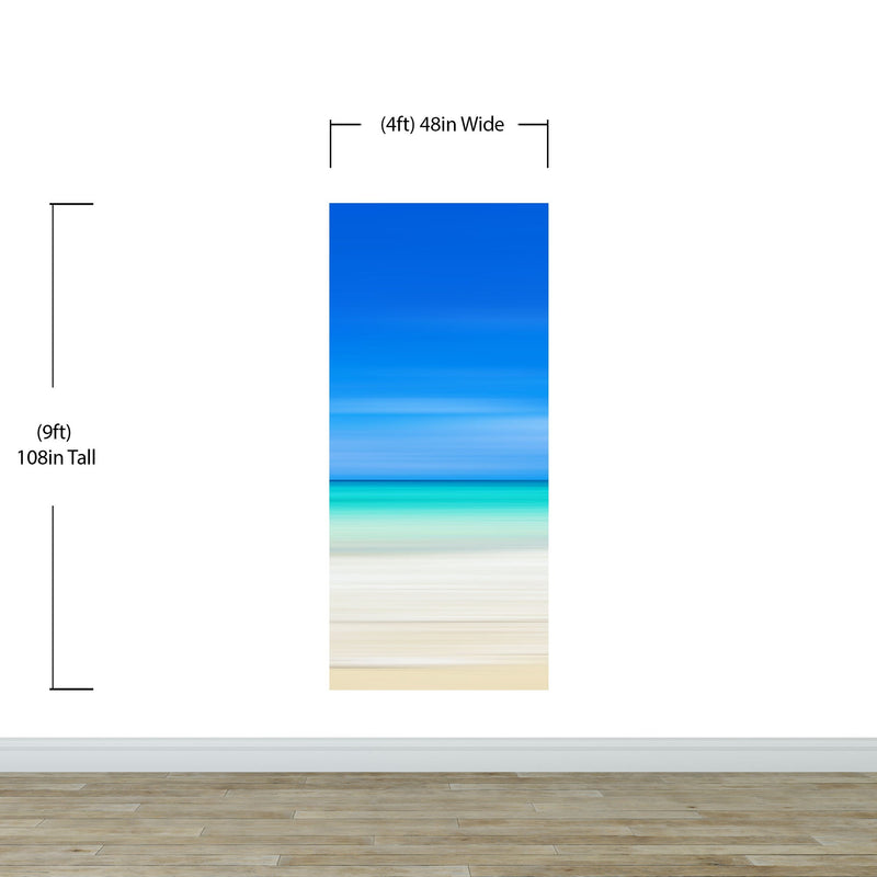 Tropical Beach Wall Mural. Abstract Blur View of Coastline Peel and Stick Wallpaper.