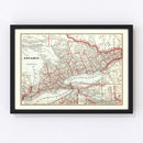 Vintage Map of Ontario, Canada 1893