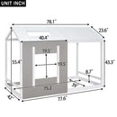 Twin Size House Platform Bed With Roof And Window - Natural / White by HouseOfZazla