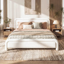 Queen Size Upholstered Platform Bed Frame with Curved Headboard