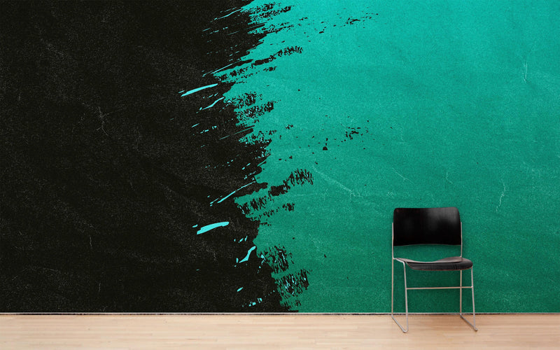 Paint Splash Wall Mural. Emerald Green Brush Stroke Peel and Stick Wallpaper.