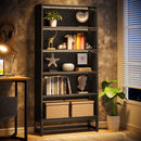 70.8" Bookcase, Large Bookshelf Organizer with 5-Tier Storage Shelves