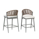 Outdoor 26" Counter Height Metal Frame Counter Stools With Scallop Shaped Backrest & Water Resistant Cushions by HouseOfZazla