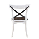2 Pieces Set Dining Side Chair Rustic Modern Farmhouse Design Retro Design With Metal X Design - Antique Dark Oak / Antique White