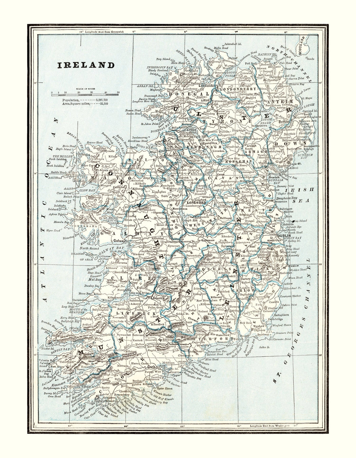 Vintage Map of Ireland 1893, photo 5 of 5