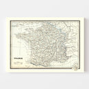 Vintage Map of France 1893