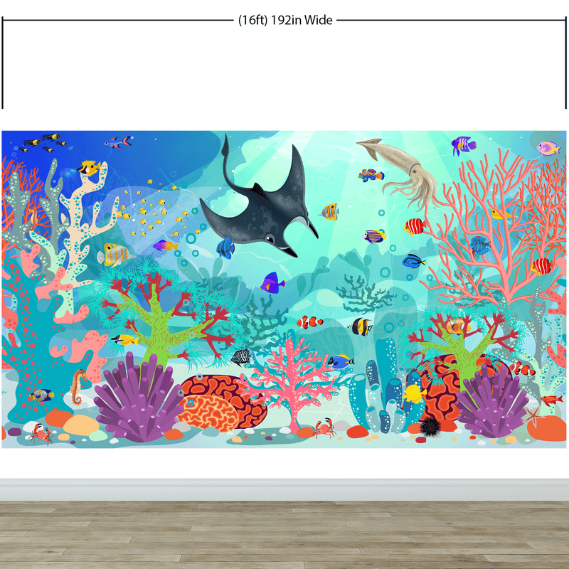 Aquarium Underwater Marine Sea Life Wall Mural.