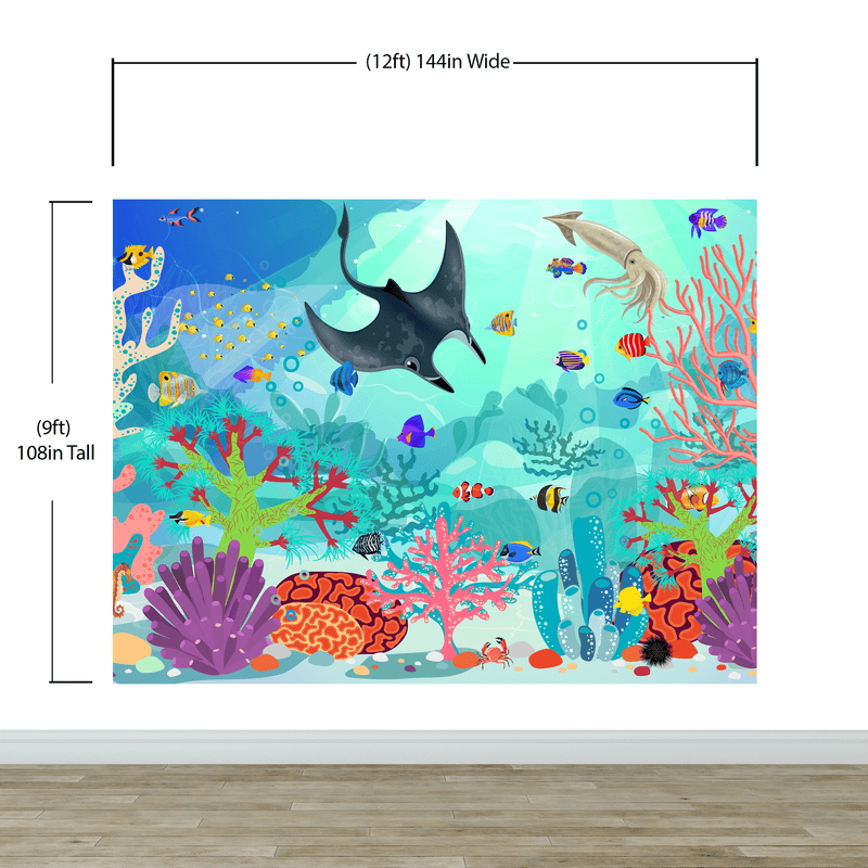 Aquarium Underwater Marine Sea Life Wall Mural.