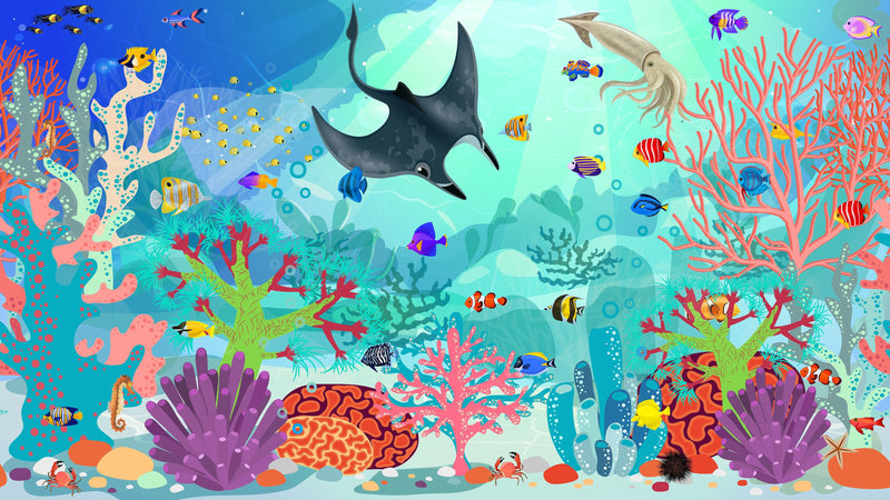 Aquarium Underwater Marine Sea Life Wall Mural.