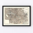 Vintage Map of Paris, France 1893