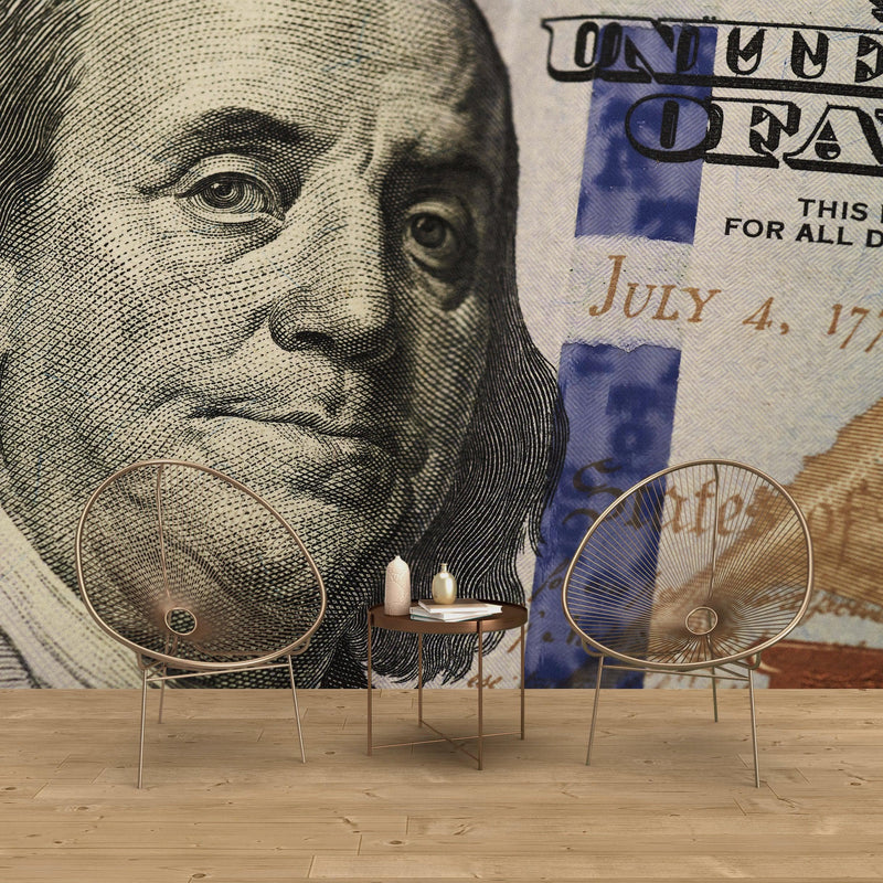 Money Wallpaper. Benjamin Franklin 100 Dollar Bill Wall Mural.