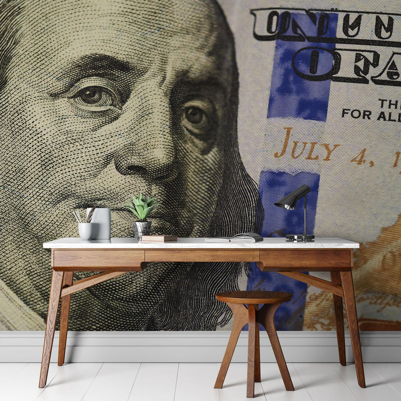 Money Wallpaper. Benjamin Franklin 100 Dollar Bill Wall Mural.