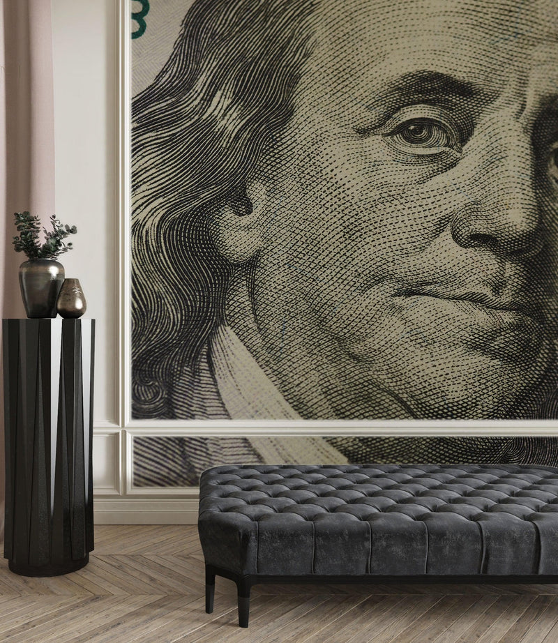 Money Wallpaper. Benjamin Franklin 100 Dollar Bill Wall Mural.