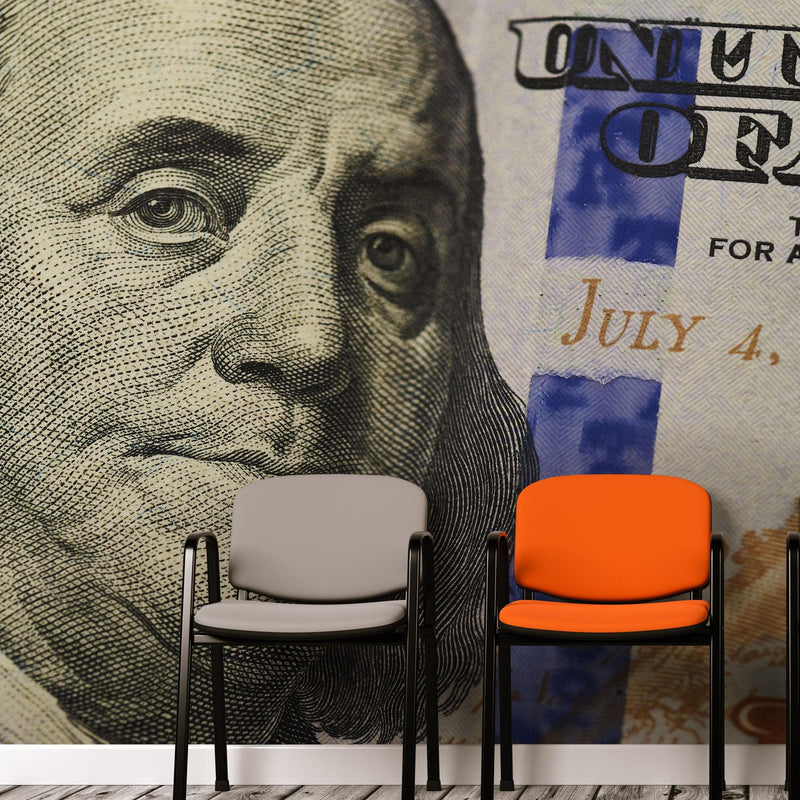 Money Wallpaper. Benjamin Franklin 100 Dollar Bill Wall Mural.