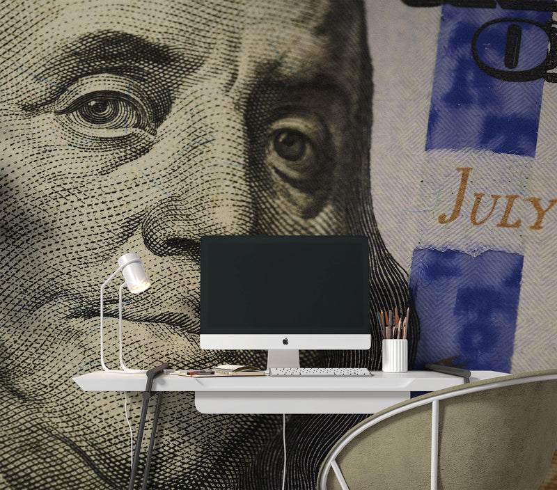 Money Wallpaper. Benjamin Franklin 100 Dollar Bill Wall Mural.