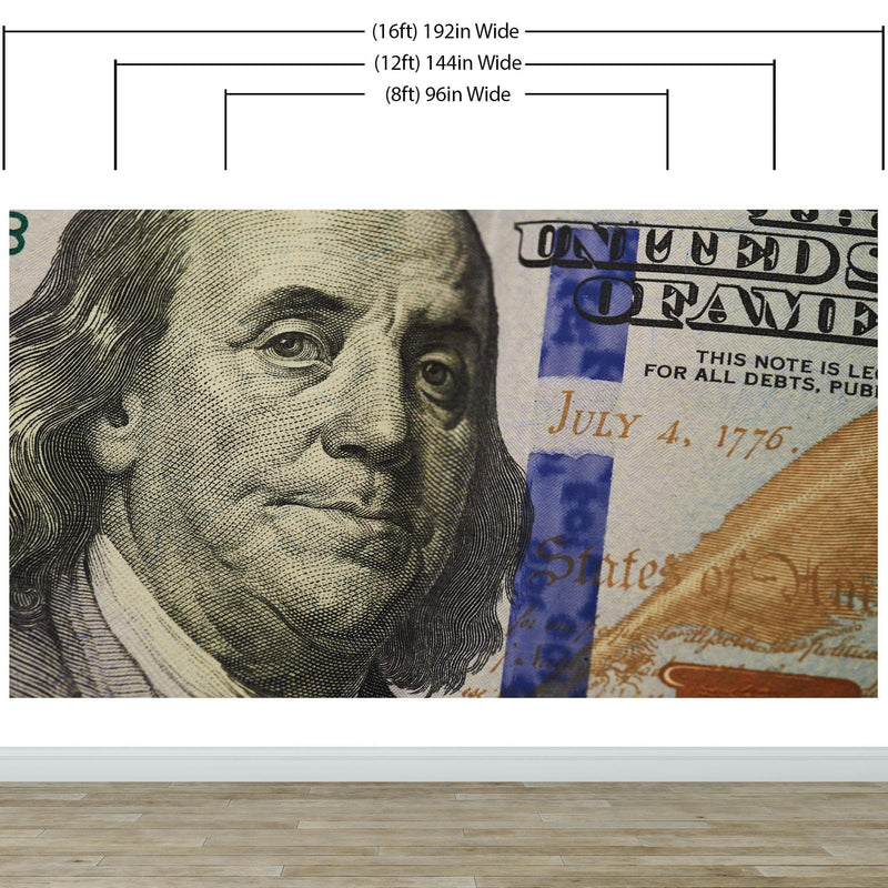 Money Wallpaper. Benjamin Franklin 100 Dollar Bill Wall Mural.