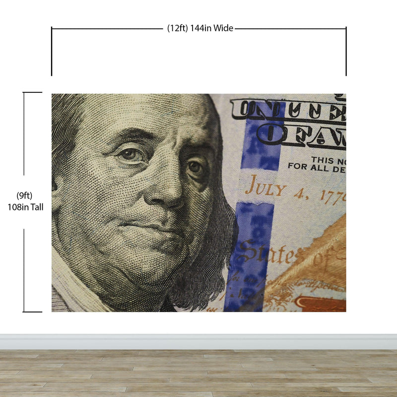 Money Wallpaper. Benjamin Franklin 100 Dollar Bill Wall Mural.