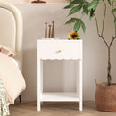 Nightstand With Drawer And Open Shelf, Scalloped Edge Bedside Table by HouseOfZazla