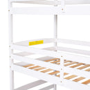 Twin Size Triple Bunk Bed With Storage Staircase, Separate Design - White by HouseOfZazla