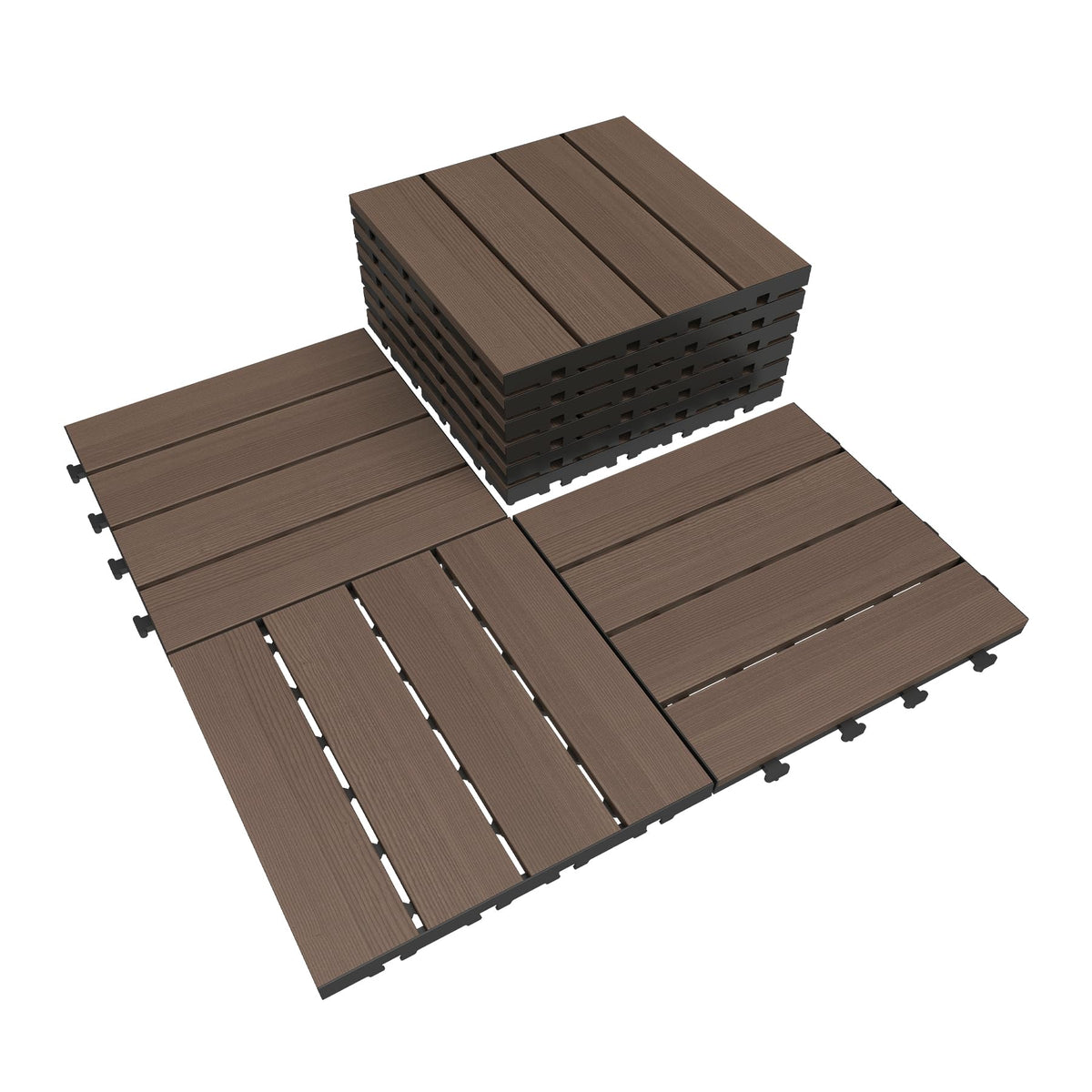 9 Pcs Interlocking Deck Tiles, 12" x 12" HDPE Outdoor Flooring, photo 2 of 10