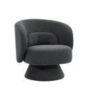 360 Degree Swivel Sherpa Accent Chair Modern Style Barrel Chair with Toss Pillows for home office, living room, bedroom, Dark Grey